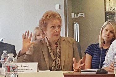 Maricopa County Recorder Helen Purcell shares the latest advancements in recording and elections technology on Oct. 14. (Photo by Josh Coddington/GPCC)